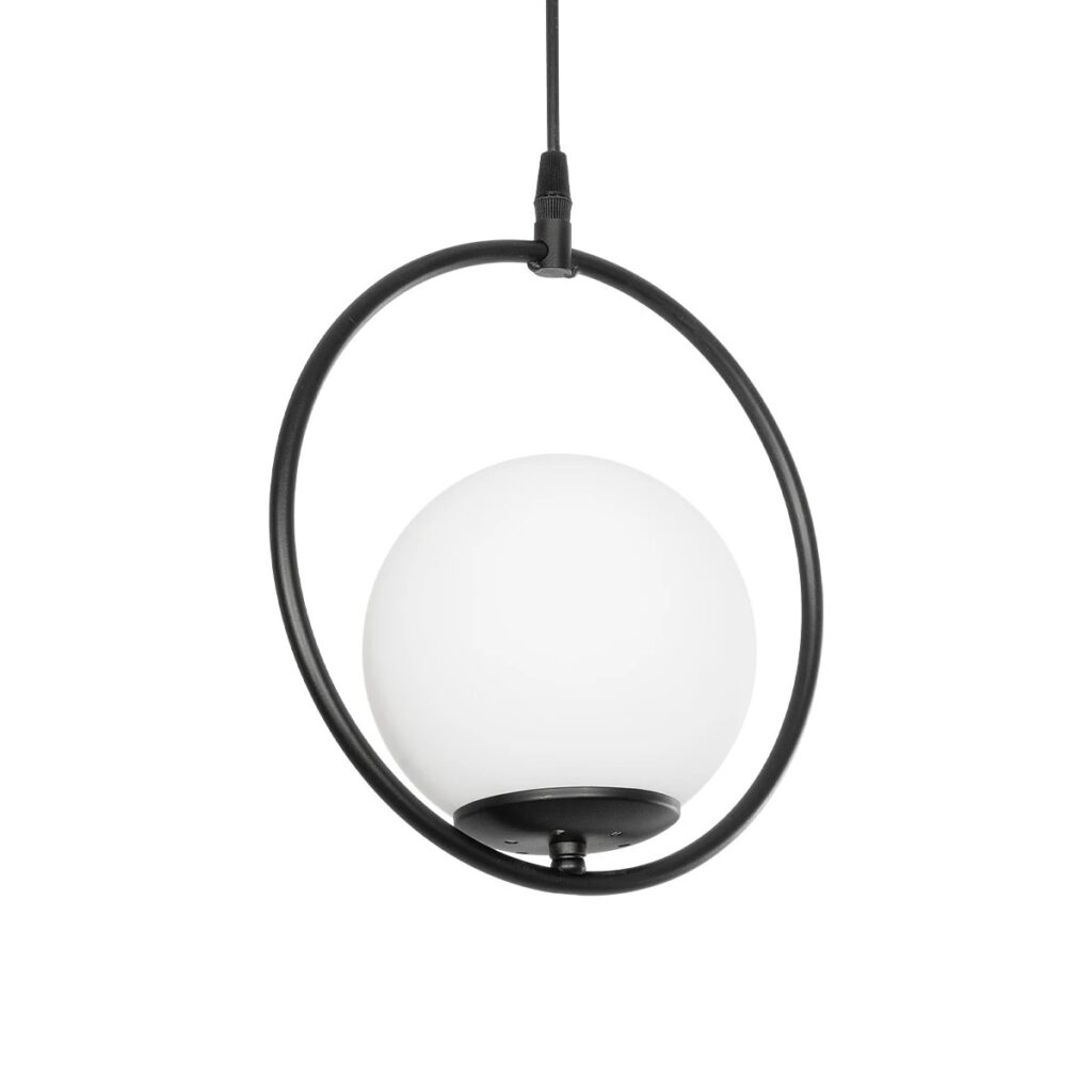 CIRCLE 201-0075 Vintage Κρεμαστό Φωτιστικό Οροφής με Ντουί 1 x E27 AC 220-240V IP20 - Μαύρο & Λευκό - Μ26 x Π26 x Υ29cm