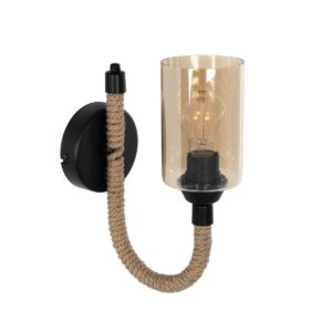 RIFT 203-0002 Vintage Φωτιστικό Τοίχου - Απλίκα με Ντουί 1 x E27 AC 220-240V IP20 - Μαύρο & Μπεζ - Μ12 x Π24 x Υ31cm
