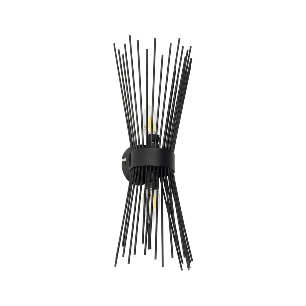 HORN 203-0043 Vintage Φωτιστικό Τοίχου - Απλίκα με Ντουί 2 x E14 AC 220-240V IP20 - Μαύρο - Μ14 x Π17 x Υ44.5cm