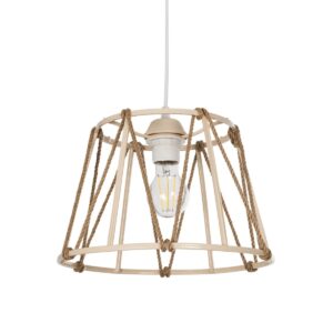 JUTE 203-0092 Μοντέρνο Κρεμαστό Φωτιστικό Οροφής με Ντουί 1 x E27 AC 220-240V IP20 - Μπεζ - Μ30 x Π30 x Υ23cm