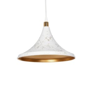 MARBLE 203-0098 Μοντέρνο Κρεμαστό Φωτιστικό Οροφής με Ντουί 1 x E27 AC 220-240V IP20 - Λεύκο & Χρυσό - Μ30 x Π30 x Υ20cm