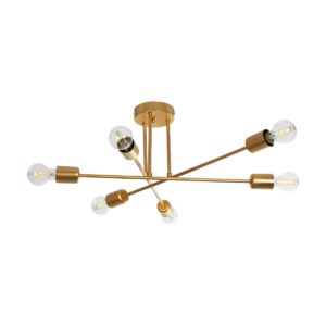 SPIDI 203-0114 Μοντέρνο Φωτιστικό Οροφής με Ντουί 6 x E27 AC 220-240V IP20 - Χρυσό - Μ61 x Π61 x Υ25cm