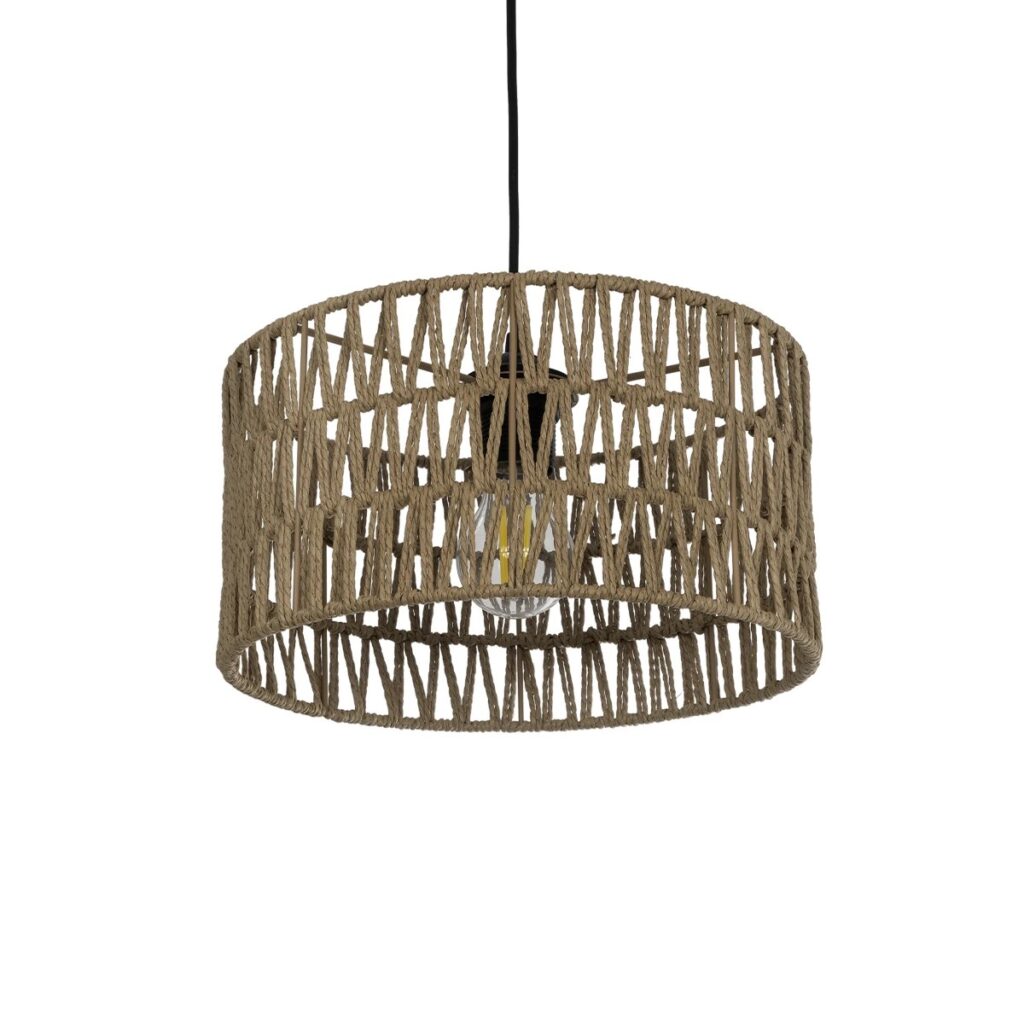 DARIO 204-0166 Boho Κρεμαστό Φωτιστικό Οροφής με Ντουί 1 x E27 AC 220-240V IP20 - Μπεζ - Μ30 x Π30 x Υ18cm