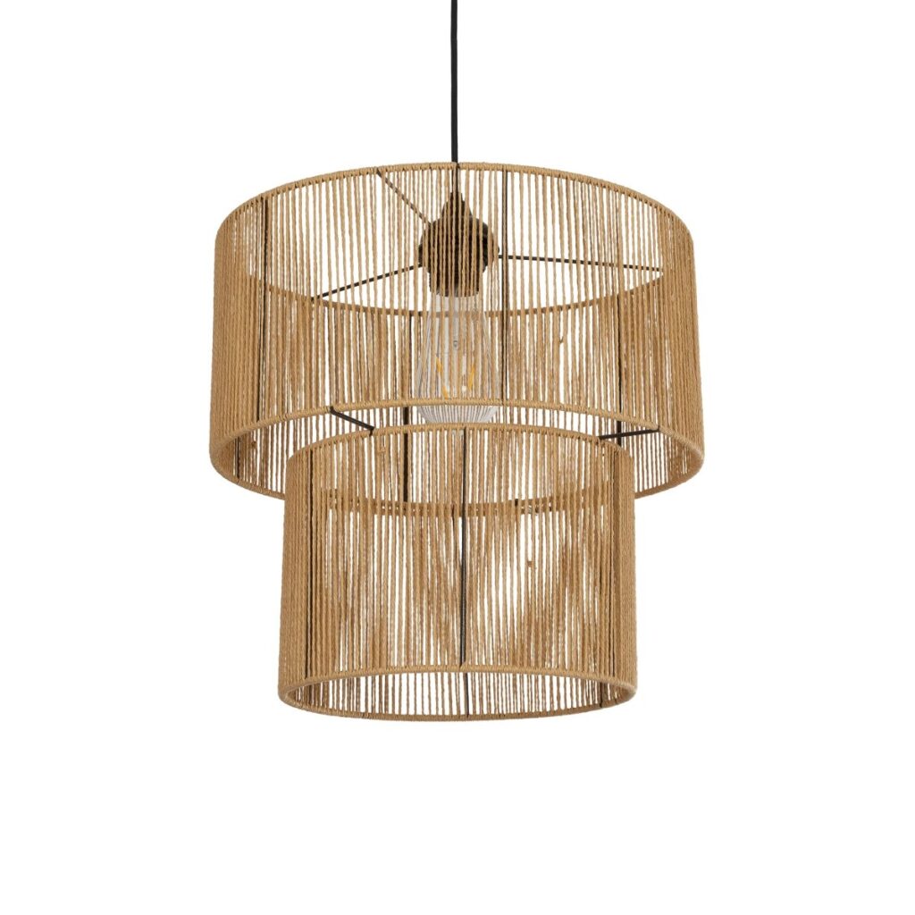 ROXXI 205-0019 Boho Κρεμαστό Φωτιστικό Οροφής με Ντουί 1 x E27 AC 220-240V IP20 - Μπεζ - M35 x Π35 x Υ37cm
