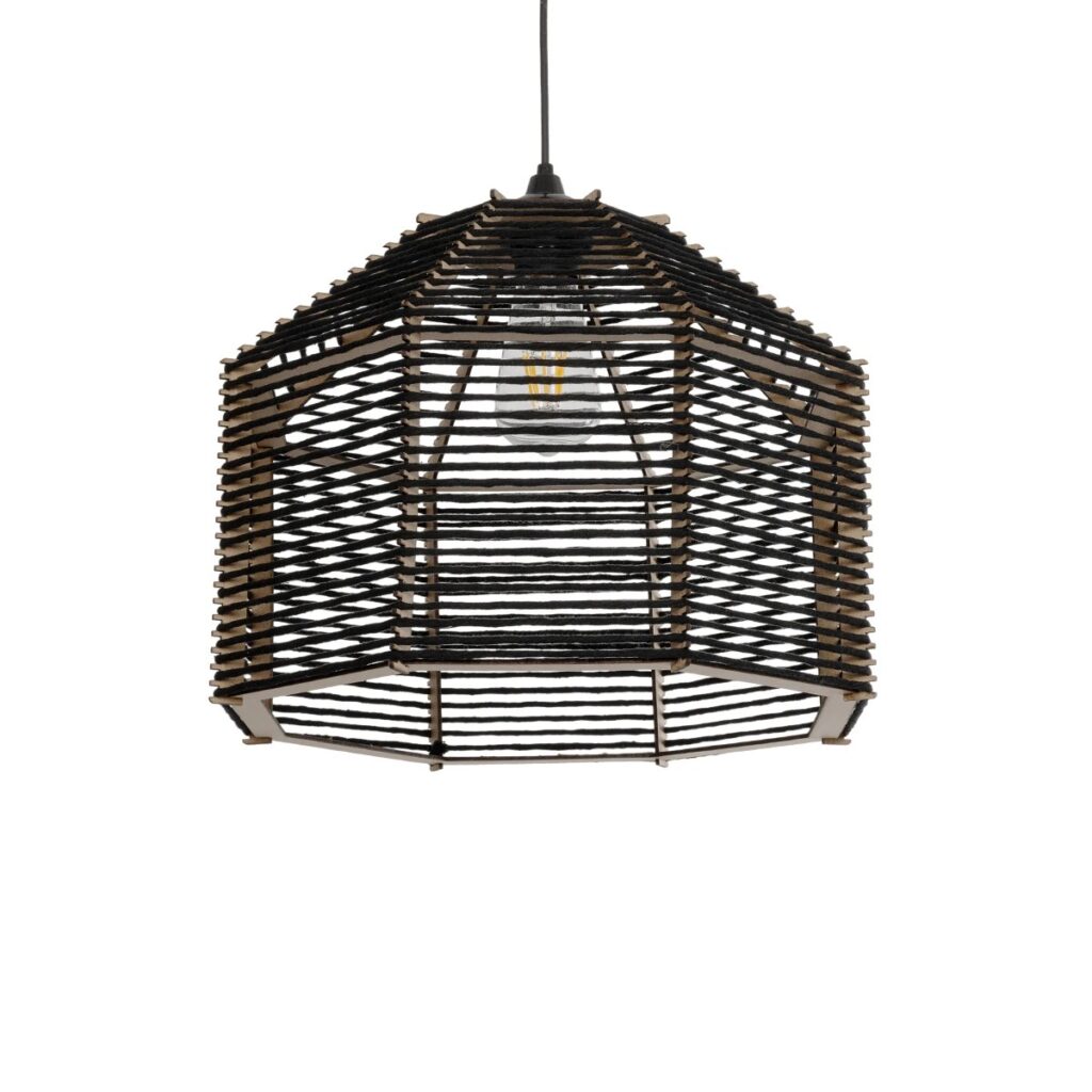 VORK 205-0027 Boho Κρεμαστό Φωτιστικό Οροφής με Ντουί 1 x E27 AC 220-240V IP20 - Μαύρο - M40 x Π40 x Υ36cm