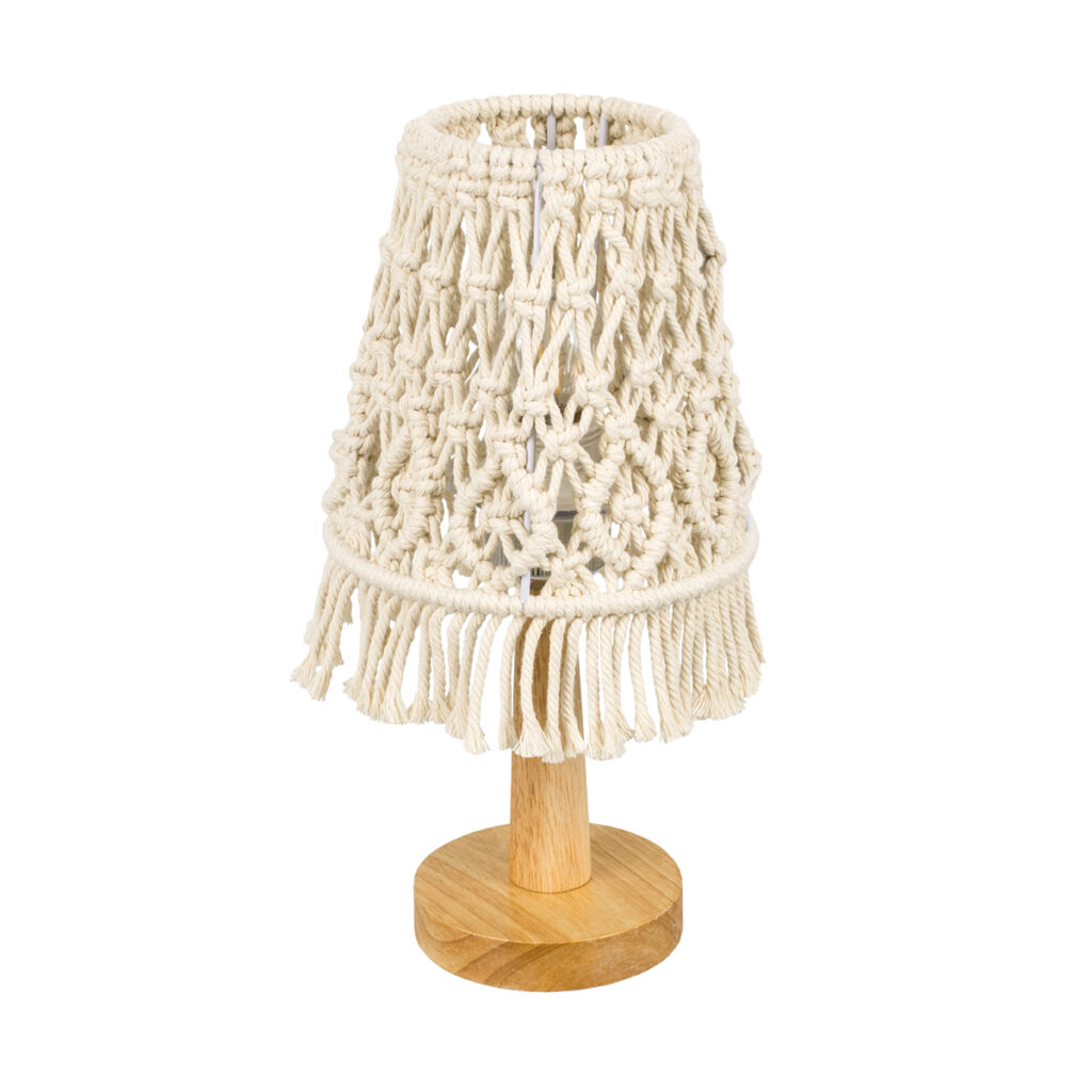 RWANDA 36210 Boho Επιτραπέζιο Φωτιστικό Πορτατίφ με Ντουί 1 x E27 AC 220-240V IP20 - Μπεζ & Καφέ - Μ15 x Π15 x Υ30cm