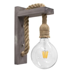 KENSI 00879 Boho Φωτιστικό Τοίχου - Απλίκα με Ντουί 1 x E27 AC 220-240V IP20 - Καφέ & Μπεζ - Μ7 x Π20 x Υ30cm