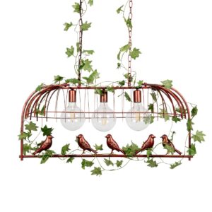NEST 01648 Vintage Κρεμαστό Φωτιστικό Οροφής με Ντουί 3 x E27 AC 220-240V IP20 - Χάλκινο & Πράσινο - Μ86 x Π37 x Y40cm