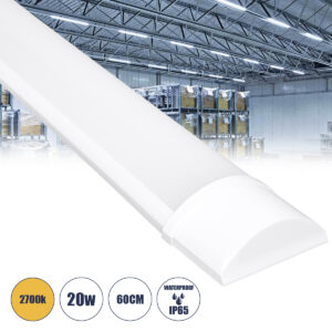 60157 LED Γραμμικό Βιομηχανικό Φωτιστικό Tri-Proof 60cm 20W 1808lm 120° AC 220-240V IP65 Μ60 x Π7.5 x Υ2.5cm Θερμό Λευκό 2700K - 2 Χρόνια Εγγύηση