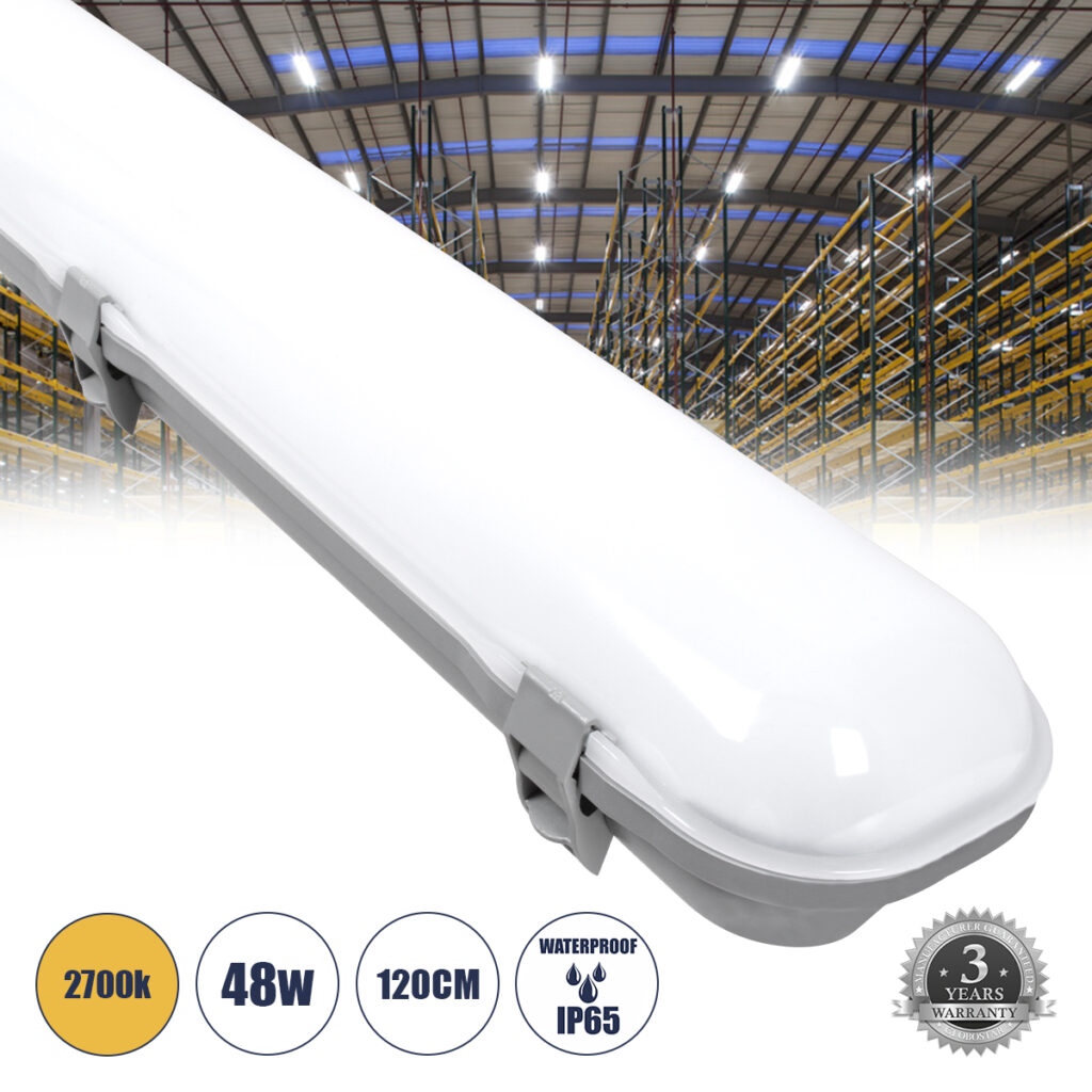60175 LED Γραμμικό Βιομηχανικό Φωτιστικό Tri-Proof 120cm 48W 5426lm 120° AC 220-240V IP65 Μ120 x Π10,5 x Υ8cm Θερμό Λευκό 2700K - 3 Χρόνια Εγγύηση
