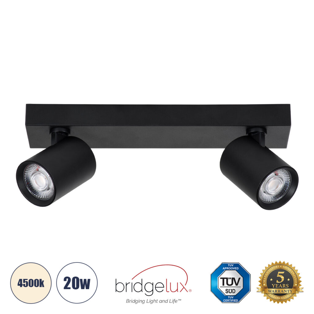 LEONARDO 60346 Μοντέρνο Φωτιστικό Οροφής LED 20W 2400lm 60° AC 220-240V IP20 Φυσικό Λευκό 4500K - Bridgelux COB - Μαύρο - Μ32 x Π7 x Υ11.8cm - 5 Χρόνια Εγγύηση