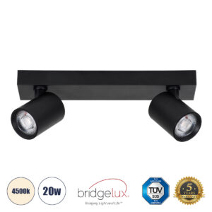 LEONARDO 60346 Μοντέρνο Φωτιστικό Οροφής LED 20W 2400lm 60° AC 220-240V IP20 Φυσικό Λευκό 4500K - Bridgelux COB - Μαύρο - Μ32 x Π7 x Υ11.8cm - 5 Χρόνια Εγγύηση