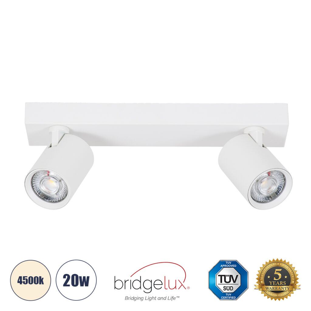 LEONARDO 60347 Μοντέρνο Φωτιστικό Οροφής LED 20W 2400lm 60° AC 220-240V IP20 Φυσικό Λευκό 4500K - Bridgelux COB - Λευκό - Μ32 x Π7 x Υ11.8cm - 5 Χρόνια Εγγύηση