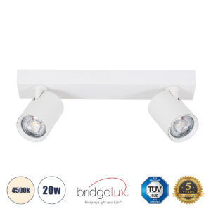 LEONARDO 60347 Μοντέρνο Φωτιστικό Οροφής LED 20W 2400lm 60° AC 220-240V IP20 Φυσικό Λευκό 4500K - Bridgelux COB - Λευκό - Μ32 x Π7 x Υ11.8cm - 5 Χρόνια Εγγύηση