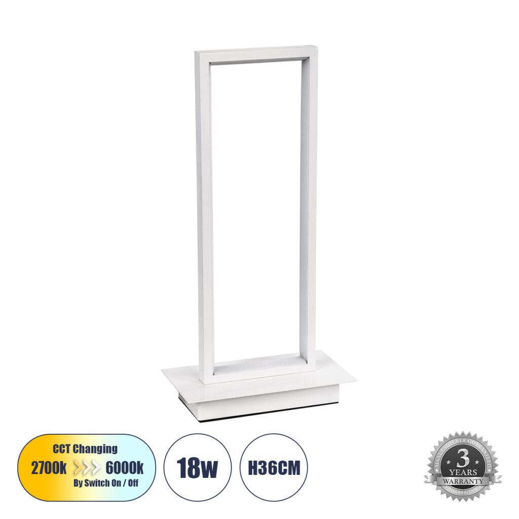 CORNELIE 60461 Μοντέρνο Επιτραπέζιο Φωτιστικό LED CCT 18W 1980lm 200° AC 220-240V IP20 Ρυθμιζόμενο Λευκό CCT με On/Off 2700K/4500K/6000K - Lumileds SMD Chip - Λευκό - Μ18 x Π10 x Υ36cm - 3 Χρόνια Εγγύηση