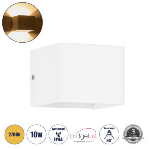 CIRCOA 60533 Μοντέρνο Φωτιστικό Τοίχου - Απλίκα LED 10W 1000lm 60°/60° AC 220-240V IP44 Θερμό Λευκό 2700K - Bridgelux COB Chip & TÜV SÜD Driver - Λευκό Ματ - Μ10 x Π8 x Υ10cm - 5 Χρόνια Εγγύηση