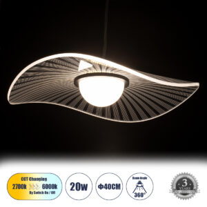 ACRYLICA 60974 Μοντέρνο Κρεμαστό Φωτιστικό Οροφής LED 20W 2240lm 360° AC 220-240V IP20 Ρυθμιζόμενο Λευκό CCT με On/Off 2700K/4500K/6000K - Lumileds SMD Chip - Διάφανο & Μαύρο Ματ - Μ40 x Π40 x Υ6.5cm - 3 Χρόνια Εγγύηση