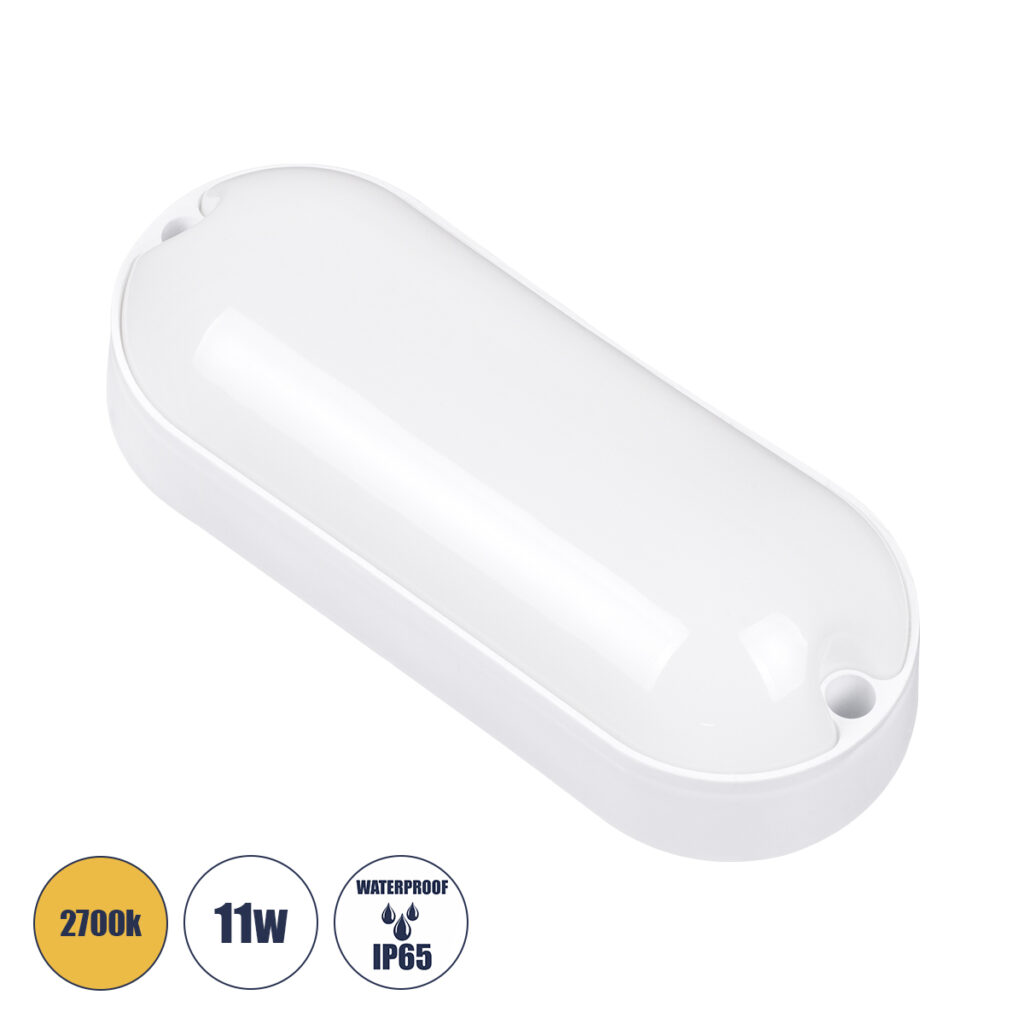 HOMIE 61002 Φωτιστικό Καραβοχελώνα Τοίχου - Απλίκα LED 11W 1100lm 180° AC 220-240V IP65 Θερμό Λευκό 2700K - Lumileds SMD Chip - Λευκό Γαλακτερό - Μ17 x Π7 x Υ4.5cm - 3 Χρόνια Εγγύηση