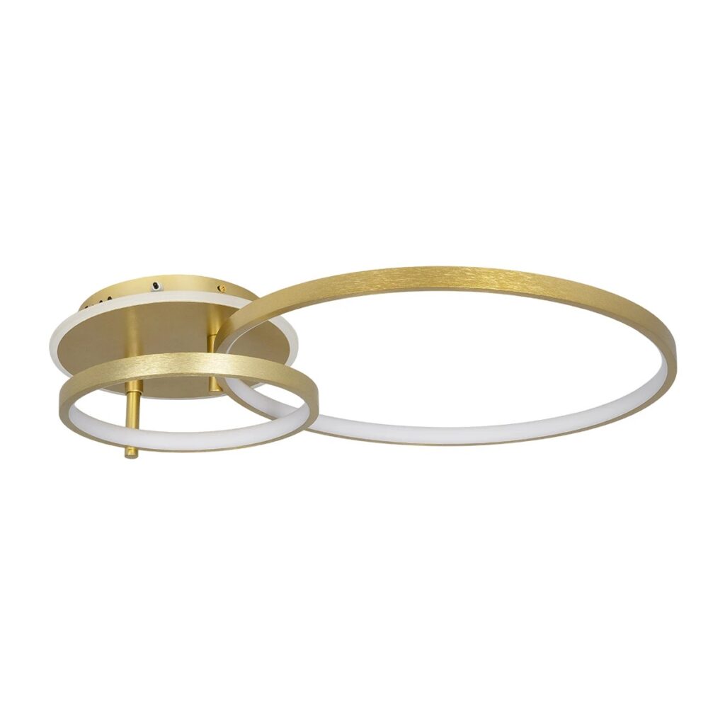NEMESIS 61107 Μοντέρνο Φωτιστικό Οροφής LED 67W 6700lm 360° AC 220-240V IP20 Ρυθμιζόμενο Λευκό CCT με Χειριστήριο από 2700K έως 6000K Dimmable - Lumileds SMD Chip - Χρυσό Βούρτσας - Μ84 x Π45 x Υ13cm - 3 Χρόνια Εγγύηση