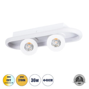 NESPO 61213 Μοντέρνο Φωτιστικό Οροφής LED 36W 4032lm 360° & 45° AC 220-240V IP20 Ρυθμιζόμενο Λευκό CCT με On/Off 2700K/4500K/6000K - Lumileds SMD Chip - Λευκό Ματ - Μ40 x Π13 x Υ6.5cm - 3 Χρόνια Εγγύηση