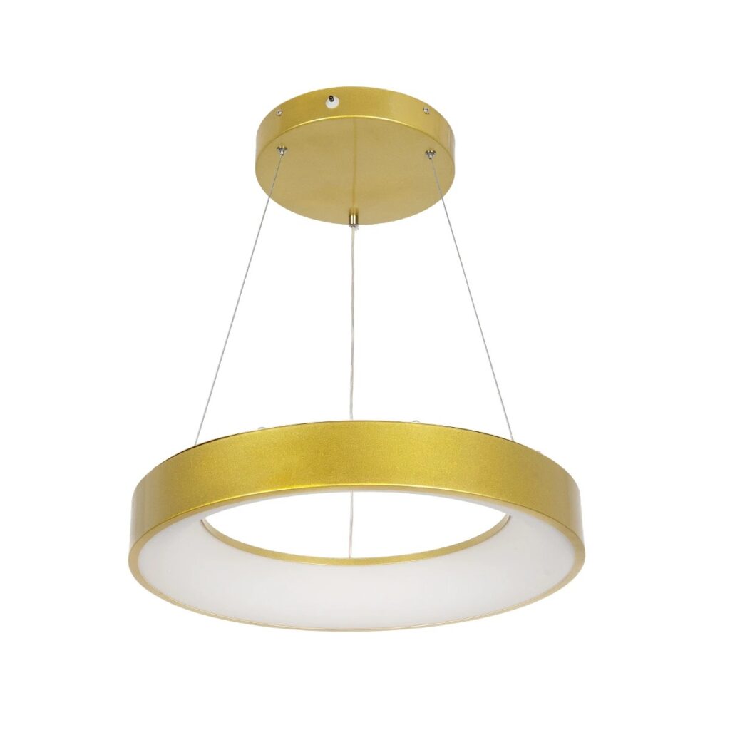 SALEM 61243 Μοντέρνο Κρεμαστό Φωτιστικό Οροφής LED 75W 8625lm 120° AC 220-240V IP20 Ρυθμιζόμενο Λευκό CCT με Χειριστήριο από 2700K έως 6000K Dimmable - Lumileds SMD Chip - Χρυσό - Μ45 x Π45 x Υ6cm - 3 Χρόνια Εγγύηση
