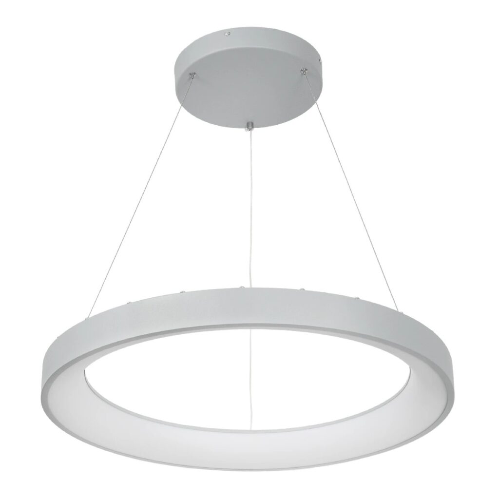 SALEM 61246 Μοντέρνο Κρεμαστό Φωτιστικό Οροφής LED 105W 12075lm 120° AC 220-240V IP20 Ρυθμιζόμενο Λευκό CCT με Χειριστήριο από 2700K έως 6000K Dimmable - Lumileds SMD Chip - Γκρι - Μ60 x Π60 x Υ6cm - 3 Χρόνια Εγγύηση