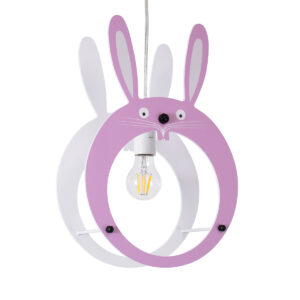 BUNNY 61577 Παιδικό Κρεμαστό Φωτιστικό Οροφής με Ντουί 1 x E27 AC 220-240V IP20 - Ροζ & Λευκό - Μ27.2 x Π15.5 x Υ40cm