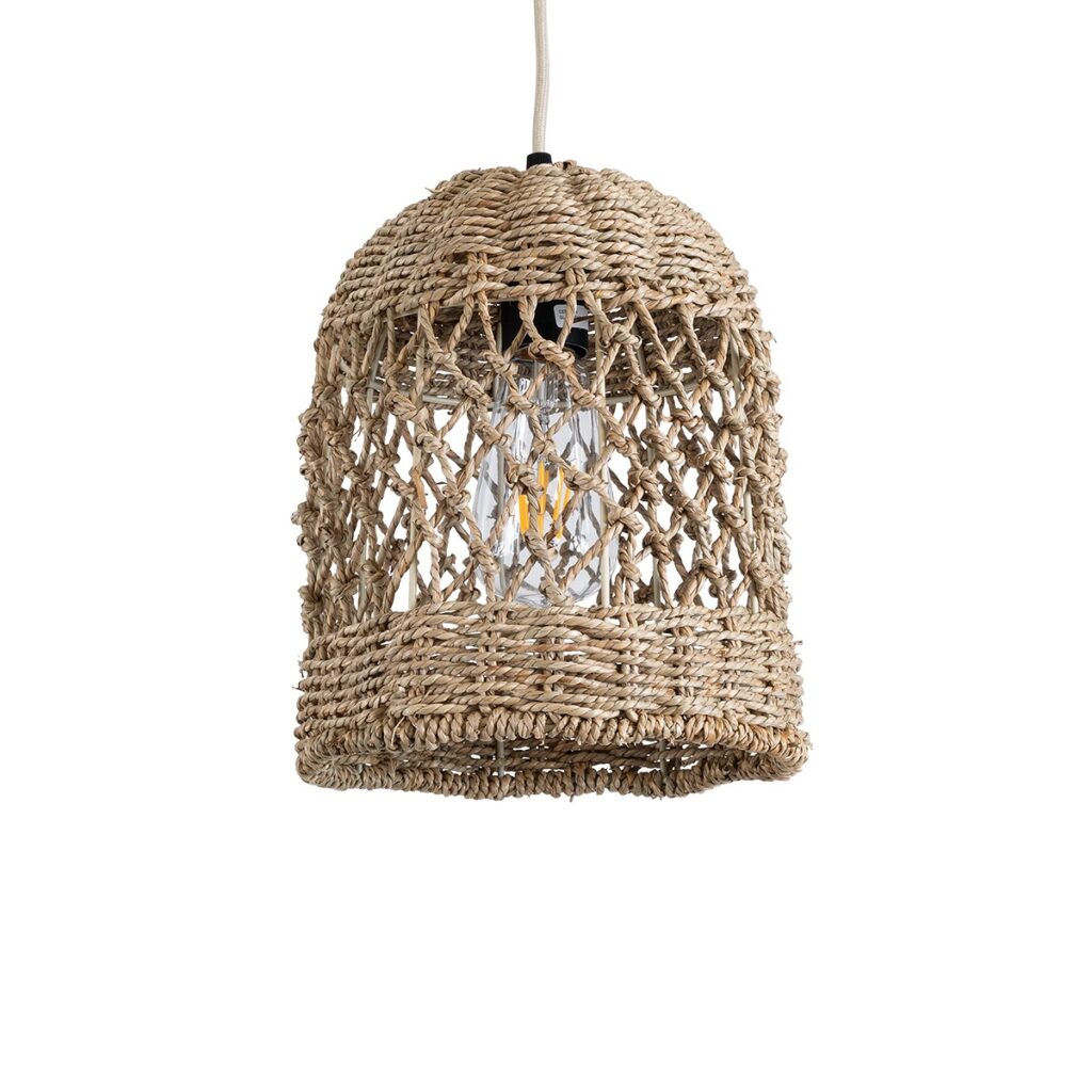 ECUADOR 02121 Boho Κρεμαστό Φωτιστικό Οροφής με Ντουί 1 x E27 AC 220-240V IP20 - Μπεζ - Μ20 x Π20 x Υ25cm