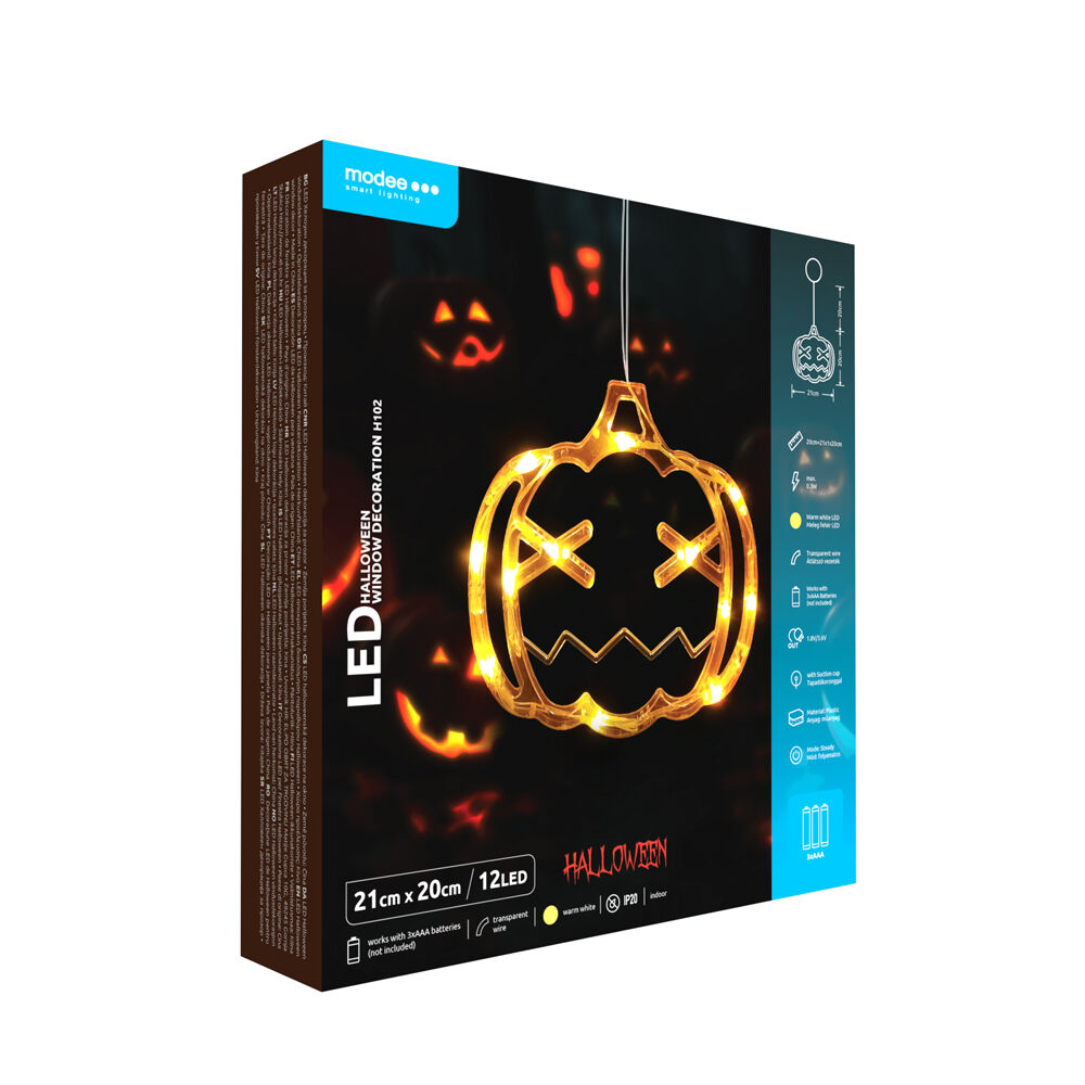 Modee Halloween LED διακοσμητικό παραθύρου κολοκύθα 21x20 cm