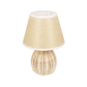 HASUMI 01957 Boho Επιτραπέζιο Φωτιστικό Πορτατίφ με Ντουί 1 x E27 AC 220-240V IP20 - Μπεζ & Λευκό - Μ19 x Π19 x Υ30cm