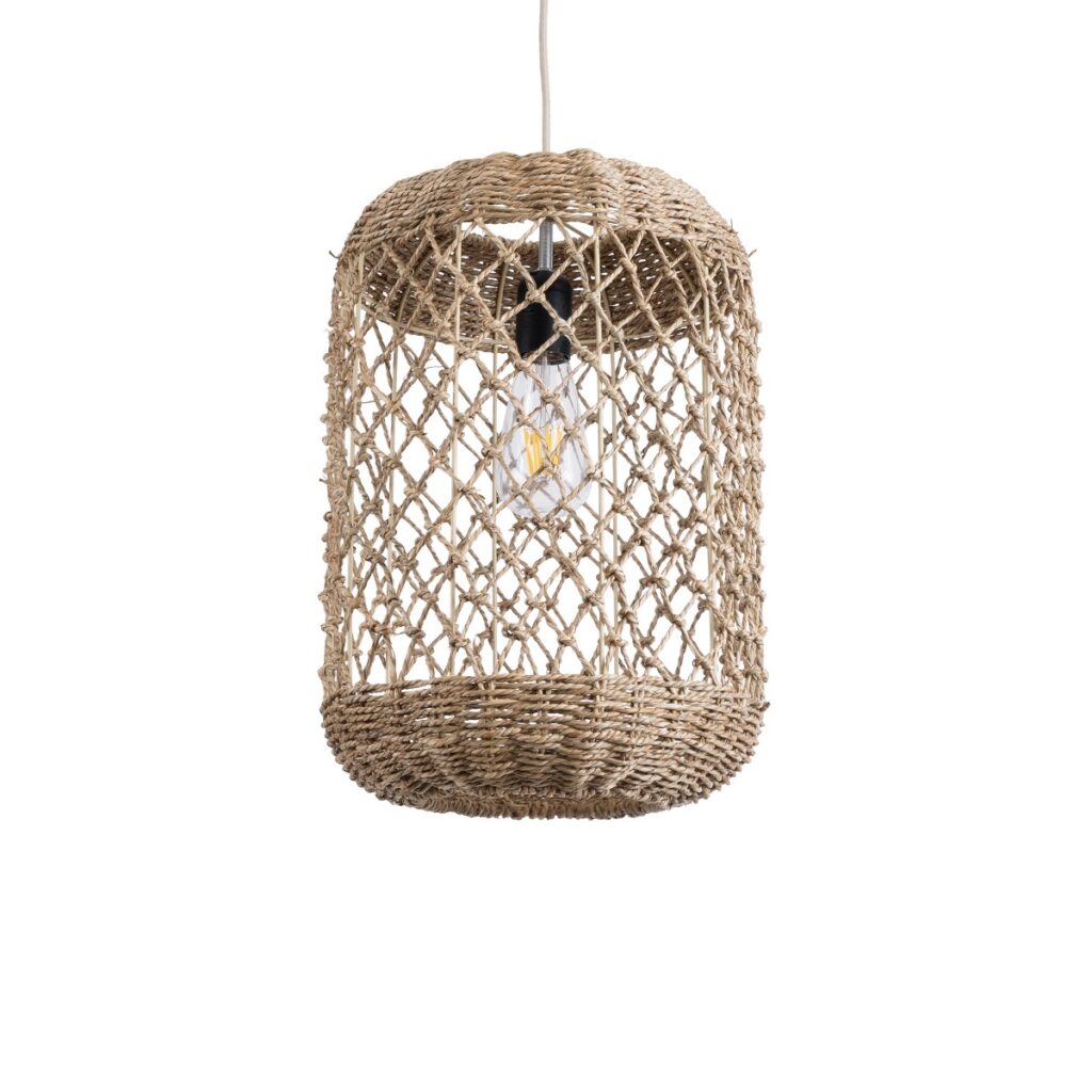 ECUADOR 02117 Boho Κρεμαστό Φωτιστικό Οροφής με Ντουί 1 x E27 AC 220-240V IP20 - Μπεζ - Μ28 x Π28 x Υ40cm