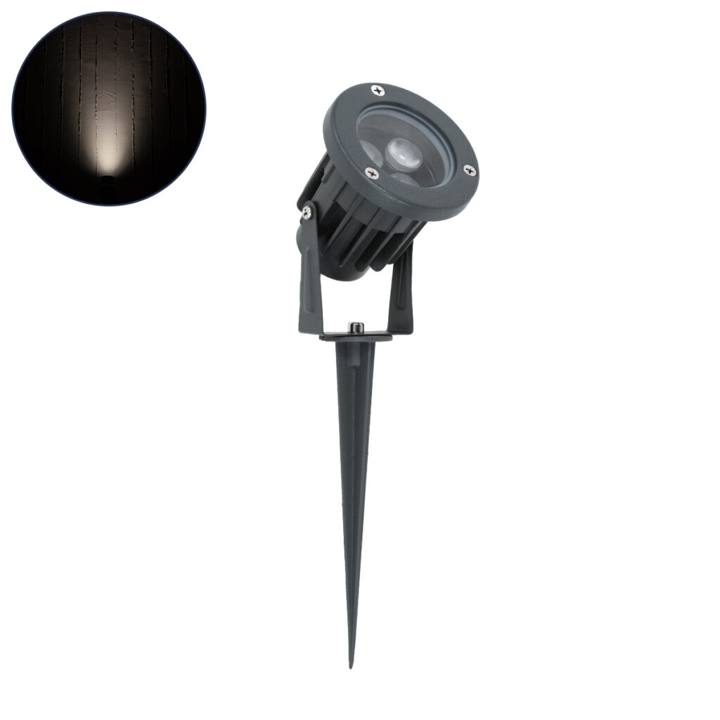 TREELIGHT-TZINA 90352 Σποτ Φωτισμού Ειδικό για Φυτά - Δέντρα με Βάση Κήπου / Καρφωτό LED 3W 285lm 10° DC 24V IP65 L10.5 x W7.5 x H7.5cm Φυσικό Λευκό 4500K - Γκρι Ανθρακί - 3 Years Warranty