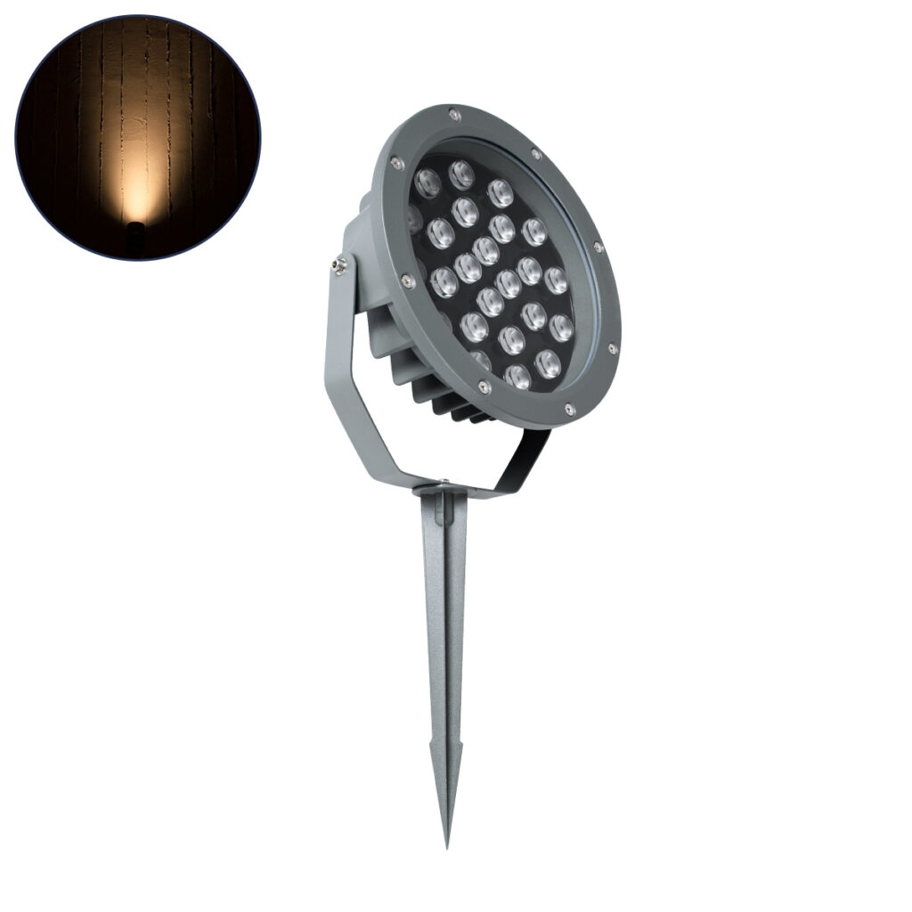 TREELIGHT-RIVA 90363 Σποτ Φωτισμού Ειδικό για Φυτά - Δέντρα με Βάση Κήπου / Καρφωτό LED 24W 2040lm 10° DC 24V IP67 Φ20.5 x Υ6.5cm Αρχιτεκτονικό Πορτοκαλί 2200K - Γκρι Ανθρακί - 3 Years Warranty