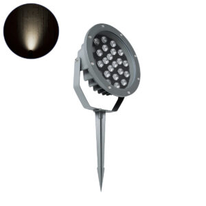 TREELIGHT-RIVA 90365 Σποτ Φωτισμού Ειδικό για Φυτά - Δέντρα με Βάση Κήπου / Καρφωτό LED 24W 2280lm 10° DC 24V IP67 Φ20.5 x Υ6.5cm Φυσικό Λευκό 4500K - Γκρι Ανθρακί - 3 Years Warranty