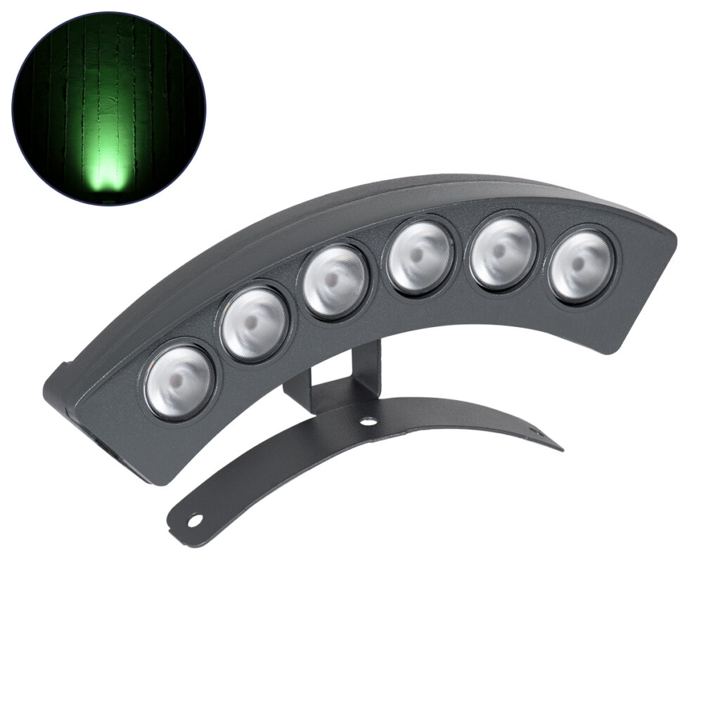 TREEPLANTE 90458 Κυρτή Μπάρα Φωτισμού Wall Washer για Φυτά - Δέντρα LED 6W 510lm 15° DC 24V IP67 Πράσινο Dimmable - Bridgelux SMD Chip - Γκρι Ανθρακί - Μ17.5 x Π4.5 x Υ8cm - 3 Χρόνια Εγγύηση
