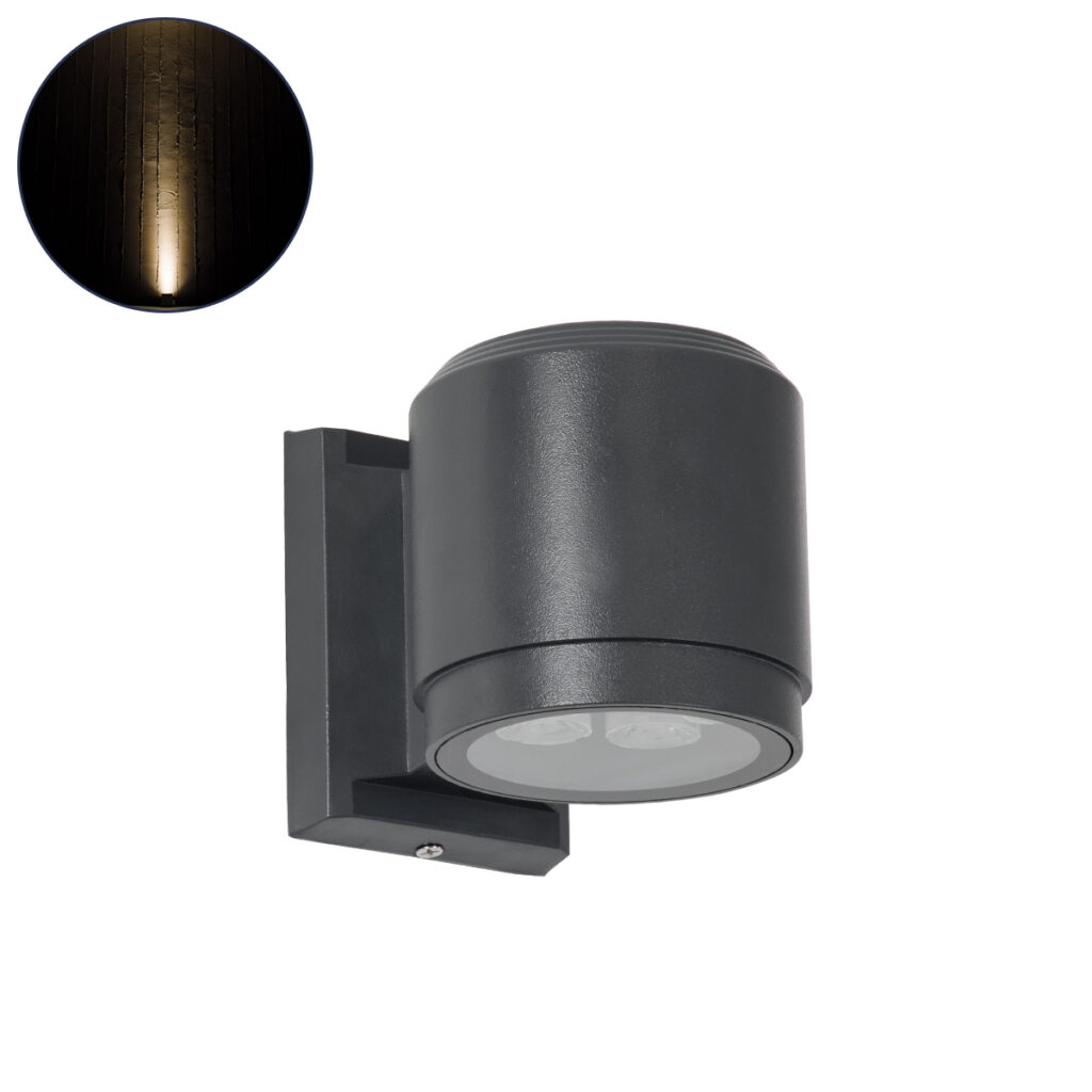 WALLLIGHT-SONA 90481 Μοντέρνο Φωτιστικό Τοίχου - Απλίκα LED 12W 1080lm 5° DC 24V IP67 Θερμό Λευκό 2700K - CREE COB Chip & TÜV SÜD Driver - Γκρι Ανθρακί Ματ - Μ9.5 x Π13 x Υ11cm - 3 Χρόνια Εγγύηση
