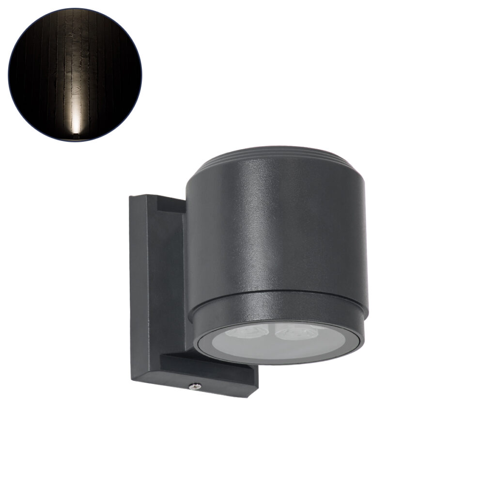 WALLLIGHT-SONA 90482 Μοντέρνο Φωτιστικό Τοίχου - Απλίκα LED 12W 1140lm 5° DC 24V IP67 Φυσικό Λευκό 4500K - CREE COB Chip & TÜV SÜD Driver - Γκρι Ανθρακί Ματ - Μ9.5 x Π13 x Υ11cm - 3 Χρόνια Εγγύηση
