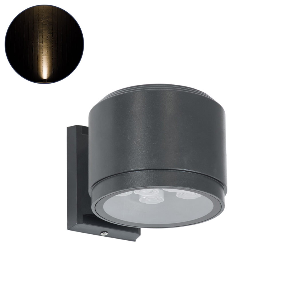 WALLLIGHT-GONA 90483 Μοντέρνο Φωτιστικό Τοίχου - Απλίκα LED 24W 2160lm 5° DC 24V IP67 Θερμό Λευκό 2700K - CREE COB Chip & TÜV SÜD Driver - Γκρι Ανθρακί Ματ - Μ13 x Π16.5 x Υ5cm - 3 Χρόνια Εγγύηση