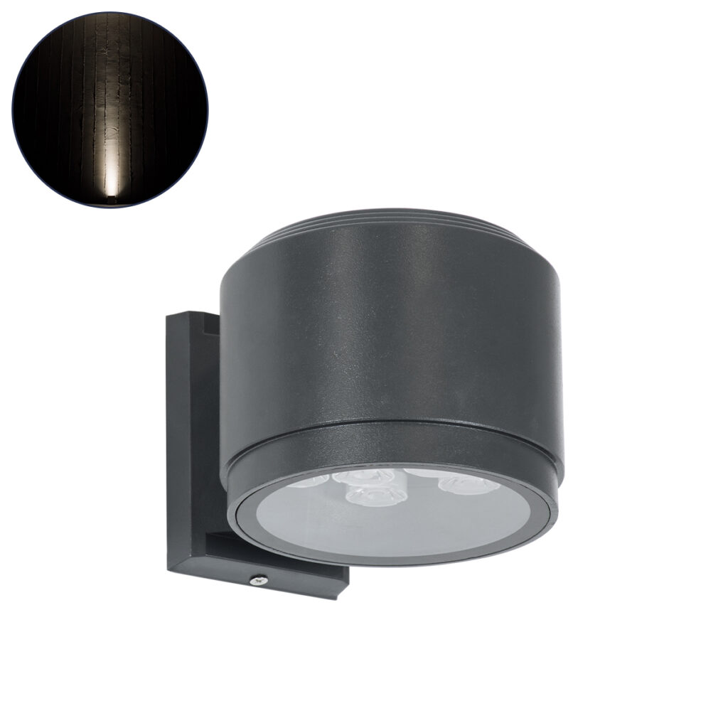 WALLLIGHT-GONA 90484 Μοντέρνο Φωτιστικό Τοίχου - Απλίκα LED 24W 2280lm 5° DC 24V IP67 Φυσικό Λευκό 4500K - CREE COB Chip & TÜV SÜD Driver - Γκρι Ανθρακί Ματ - Μ13 x Π16.5 x Υ5cm - 3 Χρόνια Εγγύηση