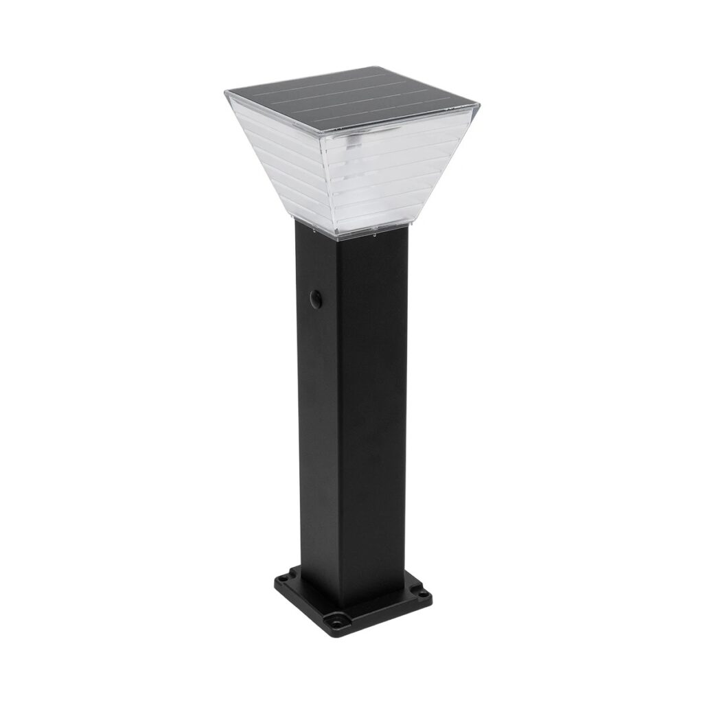 90524 VEGGIE Φωτοβολταϊκό Κολωνάκι Κήπου LED 10W 500lm 120° IP65 Ρυθμιζόμενο Λευκό 2CCT με Διακόπτη στο Σώμα 4500K/6000K - Φωτοβολταϊκό Panel DC 5V 2W + Επαναφορτιζόμενη Μπαταρία Li-ion DC 3.2V 6000mAh + Αισθητήρας Day/Night - Μαύρο Ματ - Μ19.5xΠ19.5xΥ60cm - 2 Χρόνια Εγγύηση