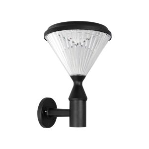 SOLARTIS 90527 Μοντέρνο Φωτιστικό Τοίχου - Απλίκα LED 10W 1000lm 180° με Ενσωματωμένο Φωτοβολταϊκό Panel 6V 5W & Επαναφορτιζόμενη Μπαταρία Li-ion 3.2V 6000mAh με Αισθητήρα Ημέρας-Νύχτας IP65 Ψυχρό Λευκό 6000K - Sanan SMD Chip - Μαύρο - Μ26.5 x Π30 x Υ40cm - 2 Χρόνια Εγγύηση