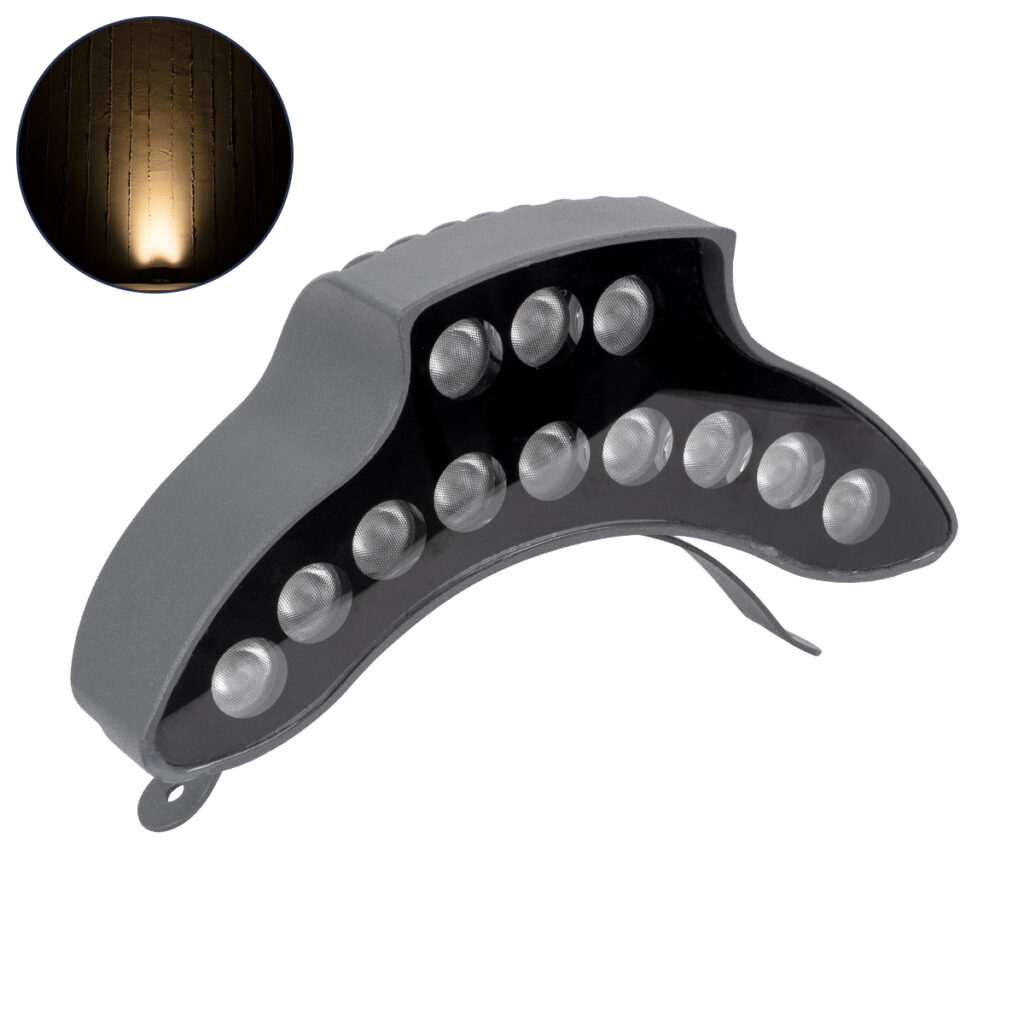 TREEPINA 90683 Κυρτή Μπάρα Φωτισμού Wall Washer για Φυτά - Δέντρα LED 12W 1320lm 30° DC 24V IP65 Θερμό Λευκό 2700K Dimmable - Bridgelux SMD Chip - Γκρι Ανθρακί - Μ20.5 x Π5.5 x Υ12cm - 3 Χρόνια Εγγύηση