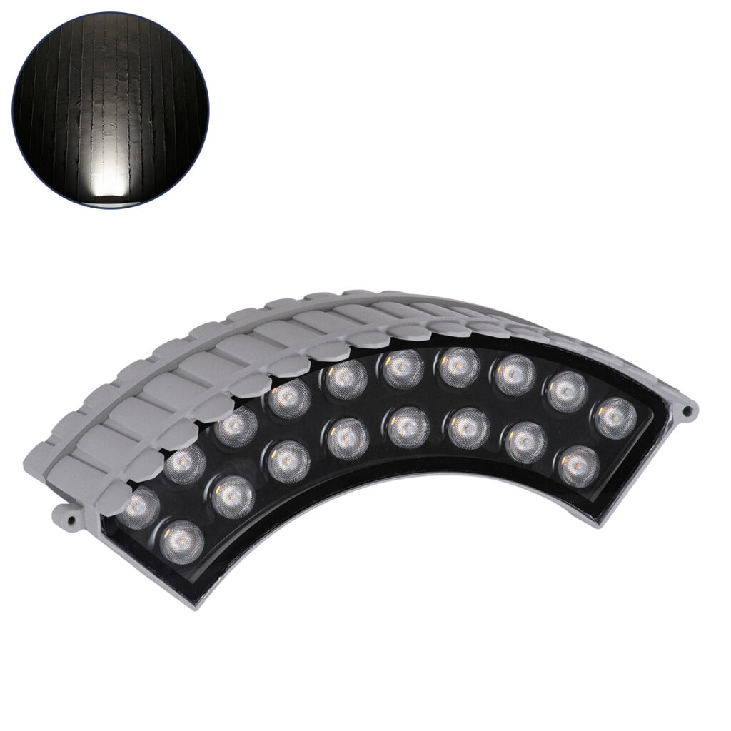 TREEJINA 90691 Κυρτή Μπάρα Φωτισμού Wall Washer για Φυτά - Δέντρα LED 18W 1710lm 10° DC 24V IP67 Φυσικό Λευκό 4500K Dimmable - Bridgelux SMD Chip - Γκρι - Μ29 x Π11 x Υ10.5cm - 3 Χρόνια Εγγύηση