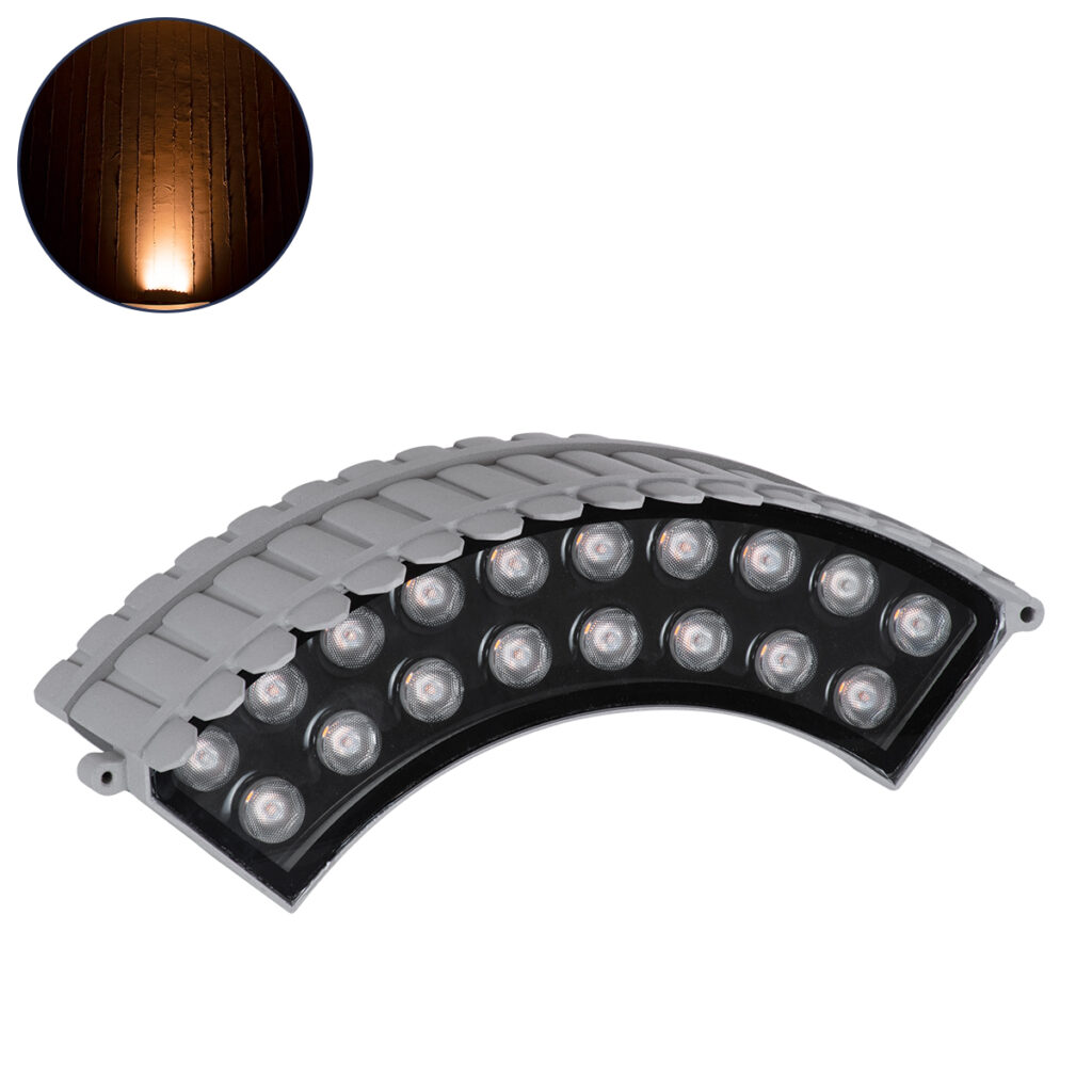 TREEJINA 90697 Κυρτή Μπάρα Φωτισμού Wall Washer για Φυτά - Δέντρα LED 18W 1530lm 10° DC 24V IP67 Ultra Θερμό Λευκό 2200K Dimmable - Bridgelux SMD Chip - Γκρι - Μ29 x Π11 x Υ10.5cm - 3 Χρόνια Εγγύηση