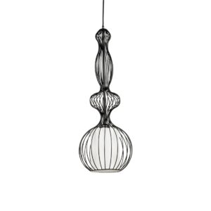 LILY 01560 Vintage Κρεμαστό Φωτιστικό Οροφής με Ντουί 1 x E27 AC 220-240V IP20 - Μαύρο & Λευκό - Μ23,5 x Π23,5 x Υ67cm