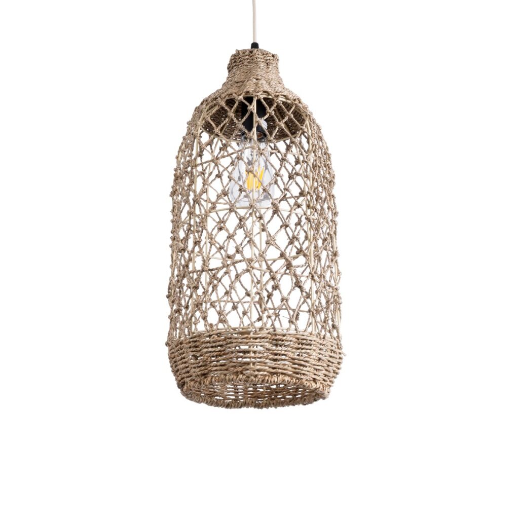 ECUADOR 02116 Boho Κρεμαστό Φωτιστικό Οροφής με Ντουί 1 x E27 AC 220-240V IP20 - Μπεζ - Μ23 x Π23 x Υ50cm