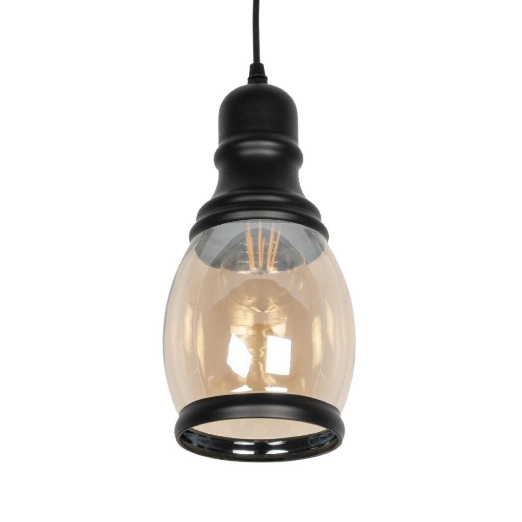 OLIVER 999-0188 Vintage Κρεμαστό Φωτιστικό Οροφής με Ντουί 1 x E27 AC 220-240V IP20 - Μελί & Μαύρο - Μ14 x Π14 x Υ30cm