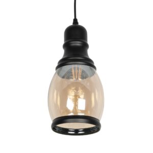 OLIVER 999-0188 Vintage Κρεμαστό Φωτιστικό Οροφής με Ντουί 1 x E27 AC 220-240V IP20 - Μελί & Μαύρο - Μ14 x Π14 x Υ30cm