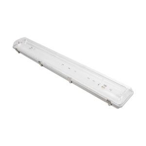 VIGAS 999-0250 Γραμμικό Βιομηχανικό Φωτιστικό Σκαφάκι Tri-Proof με Μεταλλικά Clips για 2 x Λάμπες T8 G13 90cm Τύπου Φθορίου LED Τροφοδοσίας Ενός Άκρου 120° AC 220-240V IP65 - Γκρι με Διάφανο Κάλυμμα Πλαστικό PC - Μ100 x Π15 x Υ10cm