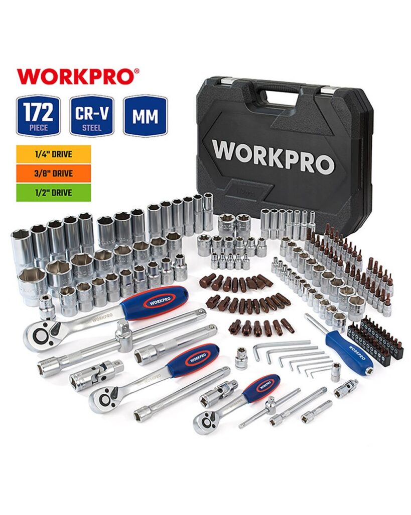 ΚΑΣΕΤΙΝΑ ΚΑΡΥΔΑΚΙΑ ΜΥΤΕΣ 1/4"+3/8"+1/2" ΣΕΤ 172 τμχ WP202545 WORKPRO (PROFI)